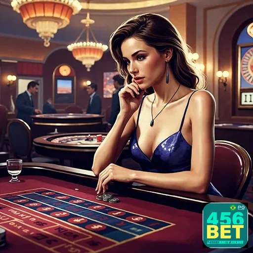 Imagem de um cassino com destaque para o logo 456bet, site de apostas e jogos online confiável.